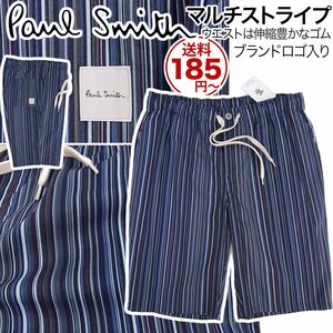 [ новый товар ] Paul Smith [LL(W94~104cm)] мульти- полоса рисунок весна лето талия . резина ввод шорты signi коричневый - полоса синий [ стоимость доставки 185 иен ]