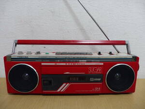 「6045/T3A」TOSHIBA 東芝 SUGAR RT-SF4 ラジカセ ステレオラジオカセットレコーダー レッド 赤 通電確認済 当時物 昭和レトロ 
