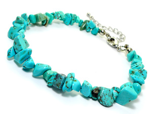  turquoise anklet Power Stone natural stone lady's men's ... accessory ... stone adjuster attaching 