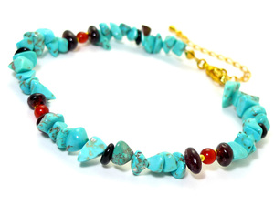  turquoise garnet anklet Power Stone lady's men's ... accessory ... stone adjuster attaching 