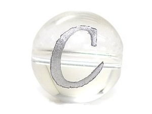 (横穴) 『C』 1粒売り アルファベット 彫刻 水晶 10mm シルバー パワーストーン バラ売り 天然石 パワーストーン ばら