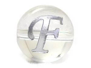 (横穴) 『F』 1粒売り アルファベット 彫刻 水晶 10mm シルバー パワーストーン バラ売り 天然石 パワーストーン ばら