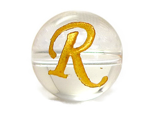 (横穴) 『R』 1粒売り アルファベット 彫刻 水晶 10mm ゴールド パワーストーン バラ売り 天然石 パワーストーン ばら