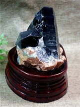 AAA級【魔除け】◆天然モリオン(黒水晶）&長生石共生鉱178C3-165C56b_画像3