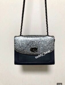 未使用に近い　美品　コーチ　COACH 38697 パーカー　18 グリッター　ミッドナイトネイビー　ショルダーバッグ　斜め掛け