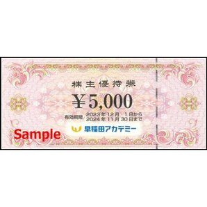 ◆11-02◆早稲田アカデミー 株主優待券 (早稲アカ 株主優待5000円券) 2枚set-D◆の画像1