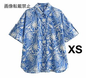 vintage ヴィンテージ レトロ フラワー 花柄 半袖 シャツ ブラウス トップス XSサイズ レディース★ZARA 好きな方に★春新作 新品未使用★