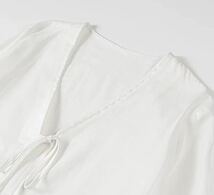 white vintage ヴィンテージ レトロ リボン カーディガン ブラウス トップス Sサイズ レディース★ZARA 好きな方に★2024 春新作 新品★_画像3