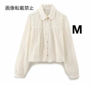 vintage ヴィンテージ レトロ エンブロイダリー 刺繍 シャツ ブラウス トップス Mサイズ レディース★ZARA 好きな方に★2024 春新作 新品★