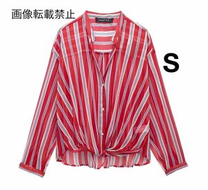 vintage ヴィンテージ レトロ ストライプ 柄 シャツ ブラウス トップス Sサイズ レディース★ZARA 好きな方に★2024 春新作 新品未使用★