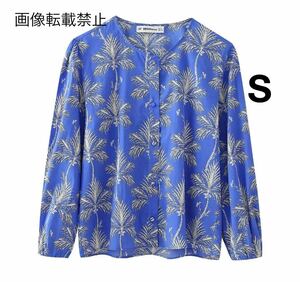 vintage ヴィンテージ レトロ 柄 ブラウス トップス Sサイズ レディース★ZARA 好きな方に★2024 S/S 春新作 新品未使用★