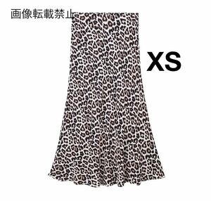 vintage ヴィンテージ レトロ レオパード 豹柄 ロング フレアスカート ボトムス XSサイズ レディース★ZARA 好きな方に★春新作 新品★