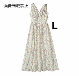 vintage ヴィンテージ レトロ フラワー 花柄 ノースリーブ ワンピース Lサイズ レディース★ZARA 好きな方に★2024 S/S 春新作 新品★