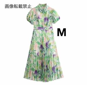 vintage ヴィンテージ レトロ フラワー 花柄 シャツ ワンピース Mサイズ レディース★ZARA 好きな方に★2024 S/S 春新作 新品未使用★