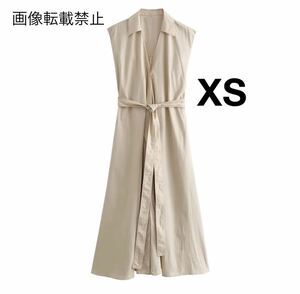 vintage ヴィンテージ レトロ ノースリーブ ロング ワンピース XSサイズ レディース★ZARA 好きな方に★2024 S/S 春新作 新品未使用★