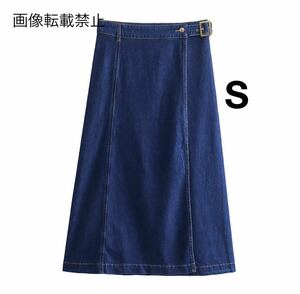 vintage ヴィンテージ レトロ デニム ロング フレアスカート ボトムス Sサイズ レディース★ZARA 好きな方に★2024 S/S 春新作 新品★