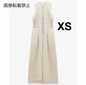 vintage ヴィンテージ レトロ ジッパー ノースリーブ ロング ワンピース XSサイズ レディース★ZARA 好きな方に★2024 春新作 新品未使用★