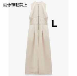 vintage ヴィンテージ レトロ ジッパー ノースリーブ ロング ワンピース Lサイズ レディース★ZARA 好きな方に★2024 春新作 新品未使用★