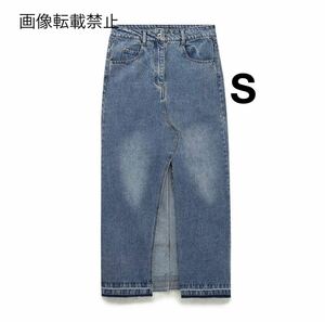 vintage ヴィンテージ レトロ デニム スリット ロング タイトスカート ボトムス Sサイズ レディース★ZARA 好きな方に★春新作 新品★