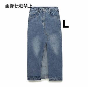 vintage ヴィンテージ レトロ デニム スリット ロング タイトスカート ボトムス Lサイズ レディース★ZARA 好きな方に★春新作 新品★