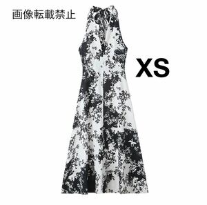 vintage ヴィンテージ レトロ フラワー 花柄 ノースリーブ Vネック ロング ワンピース XSサイズ レディース★ZARA 好きな方に★春新作 新品