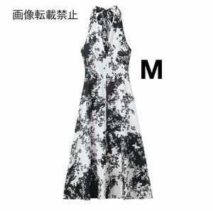 vintage ヴィンテージ レトロ フラワー 花柄 ノースリーブ Vネック ロング ワンピース Mサイズ レディース★ZARA 好きな方に★春新作 新品