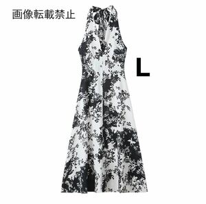 vintage ヴィンテージ レトロ フラワー 花柄 ノースリーブ Vネック ロング ワンピース Lサイズ レディース★ZARA 好きな方に★春新作 新品