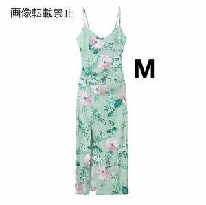 green vintage ヴィンテージ レトロ フラワー 花柄 キャミワンピース Mサイズ レディース★ZARA 好きな方に★2024 春新作 新品未使用★