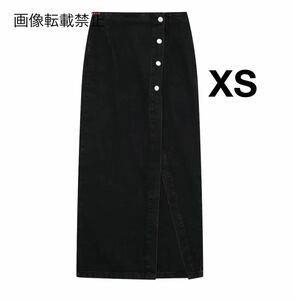 vintage ヴィンテージ レトロ デニム ボタン スリット ロング タイトスカート ボトムス XSサイズ レディース★ZARA 好きな方に★春新作新品