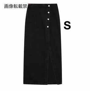 vintage ヴィンテージ レトロ デニム ボタン スリット ロング タイトスカート ボトムス Sサイズ レディース★ZARA 好きな方に★春新作 新品