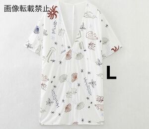 vintage ヴィンテージ レトロ マリン 刺繍 Vネック ブラウス カットソー トップス Lサイズ レディース★ZARA 好きな方に★春新作 新品★