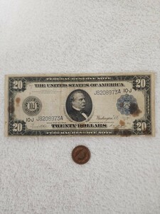 ③ * rare * America 1914 year 20 dollar large note world paper money foreign note 