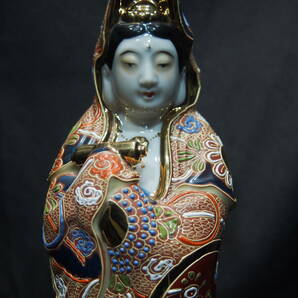 【古伊万里】仏教古美術 臨済宗 法華観音像40cm 陶磁器・有田 染錦/旧家蔵出し・仏像 飾り 仏具の画像3