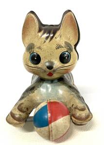 #5927A　【昭和レトロ】猫とまり/ブリキのおもちゃ/MADE.IN.JAPAN/昭和30年~40年代/作動品/当時物/現状品