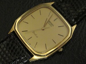  Seiko Dolce 14K 9521-5190 Gold прекрасный товар кожа частота ( неоригинальный товар ) кварц часы Vintage Old античный 