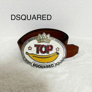 DSQUARED2 ディースクエアード2 バックル レザーベルト ユニセックス ブラウン THR-19