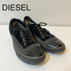 DIESELスニーカー ブラック 靴 シューズ スウェードローカット メンズ　中古品【TAA-130】