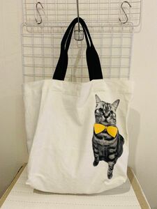 【未使用美品】フランフラン　トートバッグ　 猫 トート ねこ　肩がけ　 ホワイト