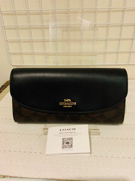 【美品】 COACH コーチ シグネチャー 長財布 レザー　折り財布　男女兼用　母の日