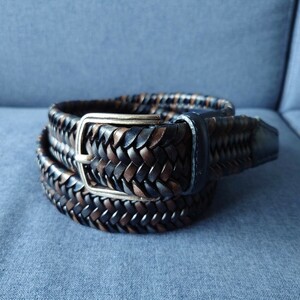  tag equipped super-beauty goods nano * Universe Italy made leather gradation mesh belt men's nano universe