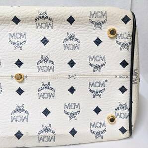 【18534】 MCM エムシーエム モノグラム ヴィセトス柄 レザー ミニボストン ハンドバッグ レディース ホワイト系 白色 売り切り価格の画像6