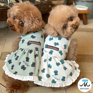 ミニモ MINIMO ベアワッフルワンピース グリーン 犬服 ドッグウェア