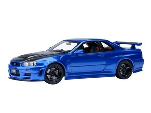 1/18 ニスモ R34 GT-R Z-tune (ベイサイドブルー/カーボンブラックボンネット) [オートアート]