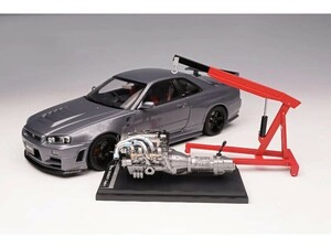 ◎【モーターヘリックス】 1/18 日産 スカイライン GT-R R34 ニスモ CRS VER.＊ディスプレイエンジン付き ガンM[M83409]★未開封新品！