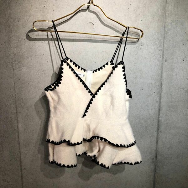 ノーブランド 韓国輸入品 セットアップ 春夏ファッション ウール×レーオン生地 ホワイト×ブラック