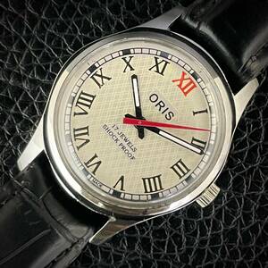 ◆激熱人気◆ 美品 ORIS オリス 1970'S ヴィンテージ 腕時計 メンズ手巻き アンティーク スイス 文字盤ホワイト 幾何学模様４