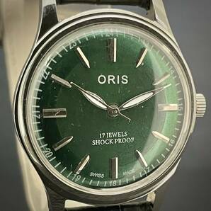 ◆激熱人気◆ 美品 ORIS オリス 1970'S ヴィンテージ 腕時計 メンズ手巻き アンティーク スイス 文字盤グリーン幾何学模様6の画像3