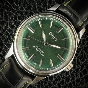 ◆激熱人気◆ 美品 ORIS オリス 1970'S ヴィンテージ 腕時計 メンズ手巻き アンティーク スイス 文字盤グリーン幾何学模様6の画像1