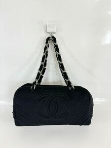 CHANEL シャネル ココマーク 　　ハンドバッグ　チェーン　コットン　9番台 ブラック　美品