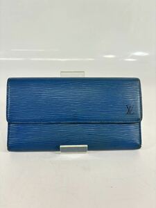 LOUIS VUITTON ルイ　ヴィトン エピ ポルトトレゾールインターナショナル トレドブルーM63385 三つ折り 長財布 青